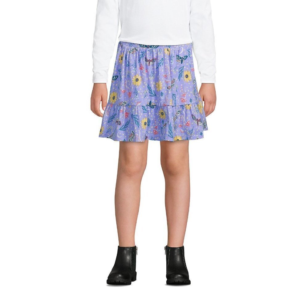 Lands End Youth Girls XL 14/16 Garden Print Tiered‎ Skort Purple Mushroom 2112